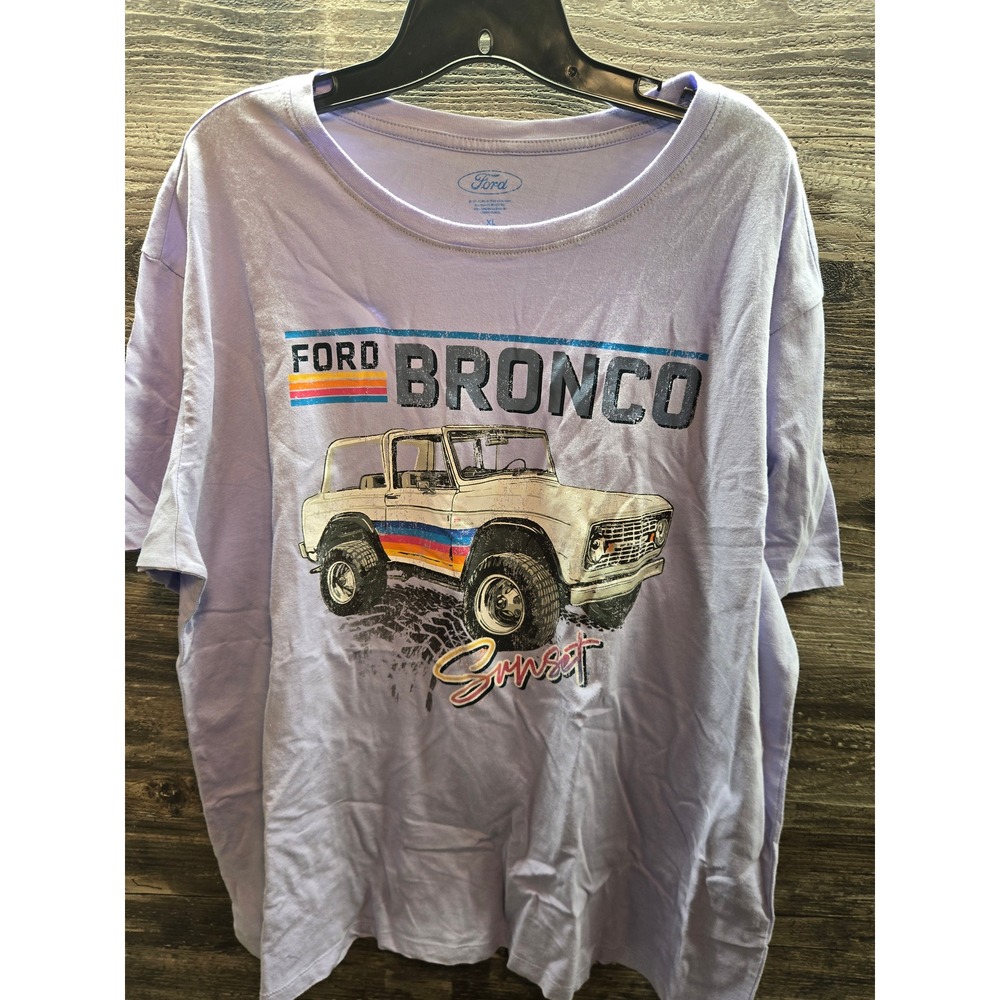 Ford Bronco‎ Sunset Graphic T-Shirt XL Purple Cotton Retro Vintage Style Tee